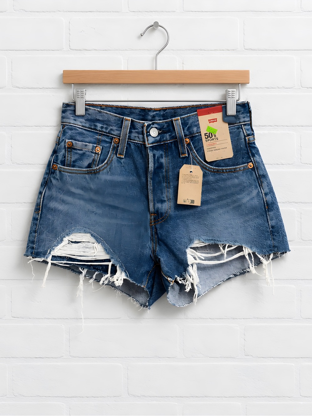 NWT Levi’s Original Fit High-Rise Women’s Distressed Denim Shorts 25